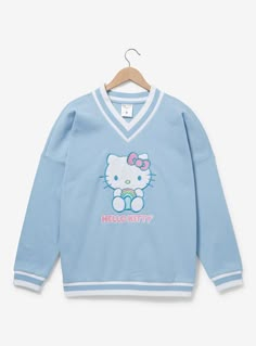 Kawaii Hello Kitty Outfit, Boxlunch Hello Kitty, Sanrio Aesthetic Outfits, Kitty Closet, Hello Kitty Merch, Hello Kitty Patch, Hello Kitty Sweater, Hello Kitty Rainbow, Sanrio Outfits