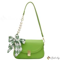 Bird in Bag - Bag female new fashion pearl silk scarf small square bag handbag shoulder crossbody bag Street Trends, Bird In Bag, Square Bag, Green Bag, Silk Scarf, Stand Up, Bags Handbags, New Fashion, Crossbody Bag