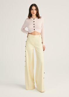 Carter Wide Leg Button Detail Trouser | Derek Lam 10 Crosby Bra Alternatives, The Carter, Denim Essentials, Derek Lam 10 Crosby, Wedding Attire Guest, Scarf Sale, Derek Lam, Sweater Sale, Wide Legs