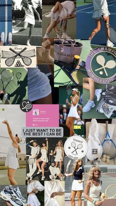 a collage of tennis players and their racquets are featured in this image