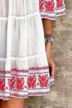 Bohemian Print Lace V-neck Dress White V-neck Boho Dress For Summer, Casual Summer Peasant Dress, Mini Length, Casual Summer Peasant Dress Mini Length, Casual Mini Length Peasant Dress For Summer, Summer Folk Style Maxi Dress With Floral Print, White Peasant V-neck Dress, Casual V-neck Peasant Dress For Spring, Chic Flowy Peasant Dress For Summer, Casual Mini-length Peasant Dress