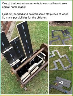 the instructions for making an outdoor bench out of old doors and wood planks are shown