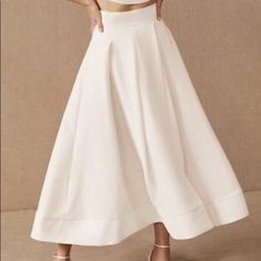 Skirt Is Brand New With Tags. Us Size 6/M Top Has Been Worn Once. Us Size 4/S White Tea Length Skirt, Long White Wool Skirt, High Waisted Bridal Skirt, White Wedding Skirt, Fitted High Waist Maxi Skirt For Brunch, Elegant Lined Maxi Skirt For Day Out, Elegant Maxi Skirt For Brunch, Elegant Full Skirt Bottoms For Summer, Elegant High Waist Maxi Skirt For Brunch