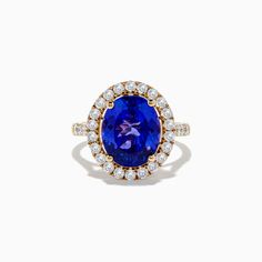 Effy Nahla Siri 14K Yellow Gold Tanzanite and Diamond Ring Yellow Gold Tanzanite Diamond Ring With Halo Setting, Tanzanite And Diamond Ring, Tanzanite Diamond Ring, Effy Jewelry, Gold Yellow, Diamond Ring, Yellow Gold, Ring, Yellow