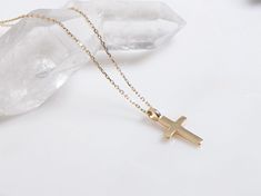 14K SOLID YELLOW GOLD SMALL CROSS NECKLACE Here is a dainty, delicate and simple, yet classy minimalist Cross Necklace. This is 14k Solid Gold. (We do not sell filled or plated jewelry) Perfect for everyday use. Metal : 14K Solid Gold Necklace Length : 17 inches / 42.5cm Cross Height : 16mm Cross Width : 8mm ---Absolutely stunning. Comes in a gift box. ---Shipping Policy---- Item will be shipped within 1-3 business days of receiving full payment. ---Return Policy--- -You may return the unused it Gold Personalized Minimalist Cross Necklace, Gold Minimalist Personalized Cross Necklace, Minimalist Personalized Gold Cross Necklace, Minimalist Cross Jewelry For Baptism, Dainty Gold Cross Necklace For Baptism, Minimalist Gold Jewelry For Baptism, Yellow Gold Cross Necklace, Small Cross Necklace, Diamond Cross Necklace Gold