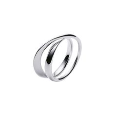 two white gold rings with black bands on each side, set against a white background