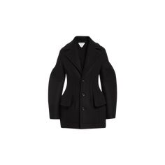 Bottega Veneta circle-cut blazer jacket in a wool blend  Notched collar  Button front  Long sleeves Side flap pockets  Mid-length  Tailored silhouette  Wool/elastane/polyacetelyne Made in Italy Designer Tailored Structured Outerwear, Designer Structured Single Breasted Outerwear, Designer Single Breasted Structured Outerwear, Designer Structured Single-breasted Outerwear, Modern Business Outerwear With Structured Shoulders, Luxury Outerwear With Structured Shoulders For Office, Modern Outerwear With Structured Shoulders For Business, Fall Outerwear With Structured Shoulders, Winter Office Outerwear With Structured Shoulders