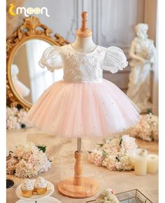 Get 10% off now! Buy lovely pink tulle beaded pearls toddler flower girl dress with bubble sleeves at cheap price online. Free stable shipping and pro custom service since 2009. Pink Tulle Baptism Dress For Dress-up, Pink Tulle Baptism Dress For Dress-up Occasions, Pink Tulle Baptism Dress, Pink Fitted Tulle Baptism Dress, Pink Short Sleeve Tutu Dress For Wedding, Pink Short Sleeve Princess Dress For Baptism, Spring Wedding Princess Dress With Puff Sleeves, Pink Tulle Tutu Dress For First Communion, Pink Tulle Tutu Dress With Short Sleeves