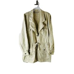 Vintage Linen Jacket Comes from a smoke free, pet friendly home Womens jacket Preowned condition Womens large  Photos are part of the items description Measurements 23 inches underarm to underarm 30.5 inches top to bottom Linen Beige I16 Khaki Utility Jacket For Spring Travel, Khaki Utility Jacket For Travel In Spring, Spring Khaki Utility Jacket For Travel, Spring Travel Utility Jacket In Khaki, Khaki Long Sleeve Utility Jacket For Travel, Spring Travel Outerwear With Long Sleeves, Womens Military Jacket, Military Jacket Women, Drawstring Jacket