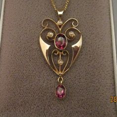 A very pretty Art Nouveau design Amethyst and seed pearl pendant on a 9ct fine link 9ct gold chain, 45cm in length. Art Deco Pearl Pendant Necklace As Gift, Big Diamond, Art Nouveau Design, Seed Pearl, Pearl Pendant, Pretty Art, Gold Pendant, Collage Art, Pendant Necklaces