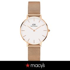 in stock Daniel Wellington Women, Mesh Bracelet, Shades Of Gold, Stainless Steel Mesh, Classic Watches, Steel Mesh, Beautiful Watches, White Dial, Stainless Steel Watch