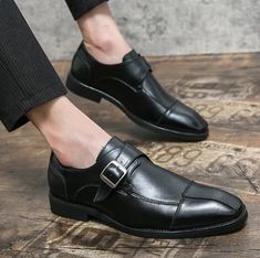 Handmade mens black leather monk shoes, black mens buckle dress shoes Buckle Dress, Monk Shoes, Mens Black Leather, Monogrammed Items, Brand Ambassador, Modern Aesthetics, Streetwear Outfit, Make Time, Grunge Outfits