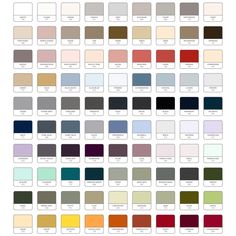 the color chart for different colors of paint