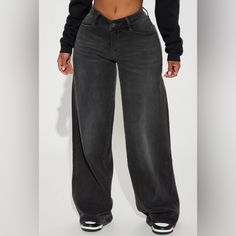 It’s From Fashion-Nova. It’s Size 15 And It’s Black Wash. Chic Black Jeans For Streetwear, Oversized Wide Leg Black Jeans, Oversized Black Grunge Jeans, Oversized Black Casual Jeans, Casual Oversized Black Jeans, Casual Black Oversized Jeans, Trendy Oversized Black Jeans, Oversized Washed Black Trendy Bottoms, Trendy Oversized Washed Black Bottoms