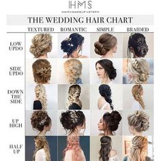 the wedding hair chart for different styles