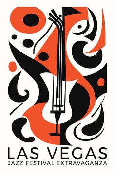 the las vegas jazz festival logo with an orange and black abstract design on white background