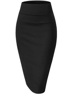 Lasaky - High-Waisted Pencil Skirt with Back Slit Design Office Pencil Skirt, Stretch Pencil Skirt, High Waisted Pencil Skirt, Womens Pencil Skirts, Black Pencil Skirt, Pencil Skirt Black, Midi Skirt Pencil, Black Pencil, Cute Skirts