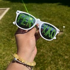 White Feid Sunglasses perfect accessory for concerts or cute selfies 👀 Permanent vinyl and Rhinestones make sure to fill out personalization Ferxxo Glasses, Decorated Sunglasses, Cute Selfies, Outfit Concert, Sunglass Lenses, Permanent Vinyl, Eyewear Sunglasses, Make Sure, Selfies