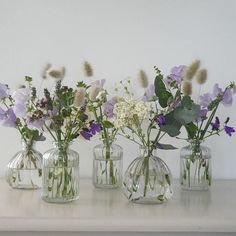 Flowers For Small Weddings & Elopements | Order Wedding Flowers Online Lavender Centerpieces, Bud Vases Wedding, Bud Vases Arrangements, Bud Vase Centerpiece, Garden Style Wedding, Small Perfume Bottles, Table Flower Arrangements, Violet Wedding, Tiny Wedding