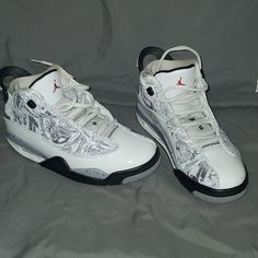 Nike /Jordan Jordan Dub Zero Gs 'White Cement' Youth 4y Only Worn Once Clean In Excellent Condition. Air Jordan 4 White Cement, Jordan 3s White Cement, Air Jordan 3 White Cement, White Low-top Jordan Shoes With Perforated Toe Box, Jordan Dub Zero, Cement Color, Kids Jordans, Nike Jordan, Jordan Shoes