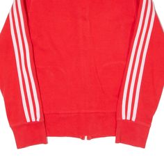 Item is in good used condition. >Size: UK 8 >Armpit To Armpit: 15" >Armpit To Cuff: 19" >Collar To Hem: 22" Varsity Red Track Jacket For Streetwear, Casual University Red Track Jacket For Streetwear, Sporty University Red Sweatshirt For Sports, Red Sporty Track Jacket For Sports Season, Sporty Red Track Jacket For Athletic Season, Casual Red Track Jacket For Sports Events, Red Sporty Track Jacket With Three Stripes, Sporty Red Sweatshirt For Sports, University Red Sporty Sweatshirt For Streetwear