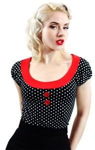 Throw on a Hey Viv Rockabilly Beki Top in black and white polka dots and add some classic 1950s pin up flair to your style. Great with a pencil skirt or jeans. Made by Sourpuss. Plus Size Rockabilly, Pinup Clothing, Sourpuss Clothing, Rockabilly Outfits, Pin Up Outfits, Pin Up Dresses, Rockabilly Dress, Fashion Victim