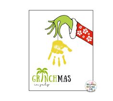 the grinchmas hand and palm tree is being held by someone's hand