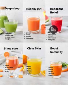 the different types of juices are shown in this chart