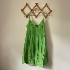 * New With Tags * Size L * 90s Style Casual Green Sundress With Spaghetti Straps, Green Casual Midi Dress With Spaghetti Straps, Casual Green Midi Dress With Spaghetti Straps, Green Cotton Mini Sundress, Casual Green Cotton Mini Dress, Green Cotton Mini Dress With Spaghetti Straps, Casual Cotton Lined Midi Dress, Green Cotton Midi Dress With Spaghetti Straps, Green Cotton Lined Mini Dress