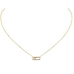 Looking for the perfect gift? The Move Uno diamond necklace in yellow gold is part of the Move collection from the Messika Jewelry and High Jewelry Maison. This iconic collection derives from the moving diamond that slides into its center. Created by hand in 18-carat white gold, we particularly like its adjustable chain set with six other diamonds for a radiant effect. Whether you go for a minimalist look by wearing this diamond necklace on its own, or a more fashionable look by layering it with Luxury Diamond White Necklace With Single Diamond, Luxury Single Diamond Necklace In Diamond White, Luxury Solitaire Necklace With Single Diamond, Luxury White Gold Necklace With Single Diamond, Timeless Yellow Gold Diamond Necklace With Clavicle Chain, Luxury Yellow Gold Solitaire Necklace, Luxury White Solitaire Necklace, Luxury White Diamond Necklace With Single Diamond, Luxury Yellow Gold Necklace With Single Diamond