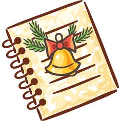 a notepad with a christmas bell on it