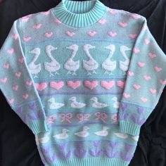 Duck Sweater, Pink Duck, Pastel Teal, Vintage Sweaters, Sale Price, Adele, Teal Blue, Cool Outfits, Men Sweater