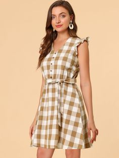 Shop Allegra K for casual plaids ruffled sleeve a-line gingham check dress you are looking for, get more women's dresses for yourelf. Order now! Free Returns! Checked Shirt Dress, Vintage Gingham, Beach School, Plaid Dress Shirt, Check Dress, School Shopping, Dress Shapes, Gingham Dress, Gingham Check