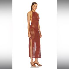 Nwt! Resa Crochet Light Knit Dress In The Color Brick. Size Xs. A Terracotta Colored Dress. Very Light And Airy, No Structure To Dress. Dress Is See Through. Can Be Worn As A Coverup. Open Back Dress. * Bag Not Included* Fitted Red Crochet Dress For Summer, Fitted Red Crochet Beach Dress, Brown Fitted Crochet Dress For Beach, Red Fitted Crochet Dress, Dress Bag, Crochet Boho, Open Back Dress, Light Knit, Open Back Dresses