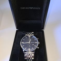 Emporio Armani Ar1468 Ss Watch Nwt Brand New Never Used Still With Original Tags Includes Watch Box Case And Branded Outer Box From Saks Original Price $395 Open To Reasonable Offers Silver Luxury Chronograph Watch For Anniversary, Luxury Silver Chronograph Watch For Anniversary, Silver Chronograph Watch For Anniversary, Silver Round Chronograph Watch For Anniversary, Luxury Chronograph Watches And Jewelry As Gift, Luxury Chronograph Jewelry And Watches As Gift, Formal Silver Chronograph Watch With Diamond Hour Markers, Luxury Watches With Subdials For Gift, Luxury Chronograph Watch As Gift