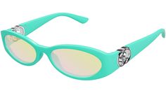 Gucci sunglasses model GG1660S GG Logo line panthos injection frame color code 007 shiny solid turquoise with light-blue temple and solid light yellow + ml iris lenses. Authorized Gucci online reseller. Your glasses will come with the original case and accessories and will be covered by a 12-month global warranty.