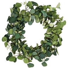 a wreath made out of green leaves and greenery