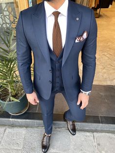 Suit Slim Fit BOJONI Navy Slim Fit Suit, Dark Blue Suit, Slim Fit Tuxedo, Lapel Jacket, Classic Wedding Dress, Peak Lapel, Slim Fit Suit, Fitted Suit, Custom Fit