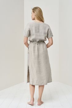 "This summer linen dress is about beauty and comfort is what a modern woman needs. Washed and soft linen dress feature a linen belt on the waist, so you can shrink it and it fit on every body type. Linen dress in 16 gorgeous colors. ❤️ ❤️ Our products catalog -https://www.etsy.com/listing/1044801005 ❤️❤️ Save your time browsing the shop, take a look at the catalog! 📌 Check your measurements in the size chart to avoid returns or exchanges! ** Every summer dress has different measurements. We wan Relaxed Linen Summer Dress, Relaxed Linen Dress For Vacation, Relaxed Linen Vacation Dresses, Neutral Linen Midi Dress For Vacation, Casual Neutral Linen Midi Dress, Summer Linen Dress With Relaxed Fit, Casual Flax Linen Dress For Daywear, Neutral Relaxed Linen Dress For Summer, Casual Neutral Linen Dress For Daywear