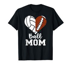 a t - shirt that says i love ball mom with a heart shaped football on it