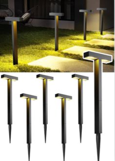 four different types of lights in the grass