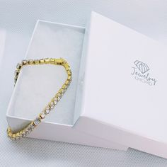 Luxury stainless steel Tennis Bracelet Waterproof and Tarnish Free Tennis Bracelet, Gold Bracelet, Tennis, Gold Necklace, Stainless Steel, Bracelet, Gold