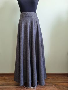 "Grey Maxi Wool Winter Skirt. Elegant Maxi Wool Skirt is interesting and romantic. This item gives you comfort and warmth and will be a favorite garment in your winter wardrobe. You can also add viscose Lining to this skirt, just write to me. 📌 SIZE CHART 📌 📌 Size * XS * (US 2, UK 6, IT 36, FR 34, DE 32, J 3) Bust 33.5\" / 85 cm Waist 26\" / 66 cm Hips 36\" / 91 cm Height 5.3\" / 160 cm 📌 Size * S * (US 6, UK 10, IT 38, FR 34, DE 36, J 7) Bust 35.5\" / 90 cm Waist 28\" / 71 cm Hips 38\" / 97 Fitted A-line Maxi Skirt With Gathered Detail, Elegant Full Wrap Skirt With Lining, Elegant A-line Ruffled Skirt, Fitted A-line Maxi Skirt With Lining, Classic Full Skirt With Lining, Classic Full-length Lined Maxi Skirt, Classic Relaxed Fit Lined Maxi Skirt, Classic Full Length Lined Maxi Skirt, Elegant Full-length Relaxed Pleated Skirt