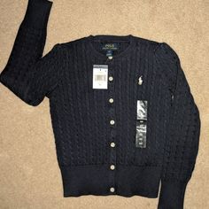 Navy Blue, Long-Sleeved Sweater With Cable Knit Pattern. Sweater Is Medium Weight, Not Too Heavy, But Still Warm. Tags Attached, Never Worn! Cable Knit Pattern, Sleeved Sweater, Navy Sweater, Pattern Sweater, Knit Pattern, Navy Sweaters, Ralph Lauren Shirt, Fashion Outfit, Girl Top