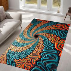 a living room area rug with an abstract design