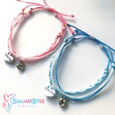 Adjustable Hypoallergenic Pink Wristband, White Braided Bracelets For Summer, Blue Braided Bracelet Gift For Summer, Adjustable Pink Braided Bracelet For Summer, Cute Blue Charm Bracelet For Friendship, Blue Braided Bracelets For Summer Gift, Hypoallergenic Silver Bracelets For Summer, Blue Braided Bracelets As Summer Gift, Playful Adjustable Blue Charm Bracelet