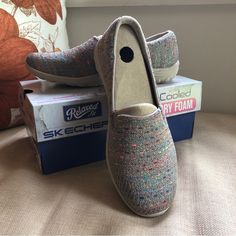 A Brand New Relaxed Fir Sketchers Reggae Fest-Wicker Slip On Shoes! They Are Soft With A Roomier Fit, Contours To Your Foot And Is Comfortable All Day. Color: Taupe. In The Original Box. They Are In Perfect Condition! Perfect For The Upcoming Spring/Summer Season. Casual Multicolor Walking Shoes With Round Toe, Comfortable Multicolor Flat Sneakers, Shoes Skechers, Skechers Shoes, Summer Season, On Shoes, Slip On Shoes, Original Box, Shoes Sneakers