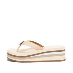 Update your platform game in these retro striped thong sandals. Toe: square Heel Height: 2.25 inches Platform Height: 1.5 inches Materials: faux leather Insole: Signature Yellow Box EVA Outsole: rubber Beige Flip Flops, Yellow Box Flip Flops, Flatform Sandals, Platform Game, Thong Sandals, African Dress, Summer Shoes, Black Sandals, Lima