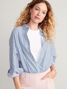 Oversized Boyfriend Shirt | Old Navy Oversized Button-up Blouse For Everyday, Old Navy Boyfriend Shirt, Oversized Blue Button-up Shirt, Striped Oversized Button-up Blouse, Affordable Light Indigo Button-up Shirt, Boyfriend Shirt, Toddler Boys, Denim Fashion, Button Downs