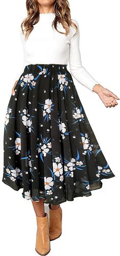 PRICES MAY VARY. 100% Polyester Imported Elastic closure Machine Wash Thoughtful lining design,Fully Lined to the bottom of the bohemian style, midi skirt,Not see-through and Elastic not Tight or Scratchy,No matter what your figure is, there is enough stretch in the waist to easily put on and take off. This  Boho Floral Print midi length has a soft and breathable fabric,and Fluttering with the wind when walking, will make you more attractive and charming. Occasions:The Stretchy High waisted skir Vacation Pleated Flared Maxi Skirt, Pleated Flared Maxi Skirt For Vacation, Bohemian Midi Skirt With Floral Print, Floral Print Midi Skirt For Beach, Beach Floral Print Midi Skirt, Beach-ready Floral Print Midi Skirt, Spring Pleated Maxi Skirt For The Beach, Beach Flowy Pleated Maxi Skirt, Flowy Lined Beach Skirt